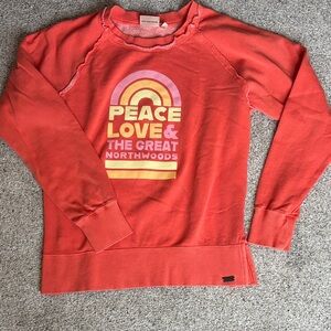 Peace Love Great Northwoods Orange Crew Sweatshirt